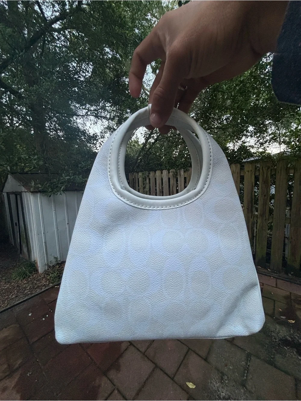 Coach White Shoulder Bag with Cherry Charm Chain